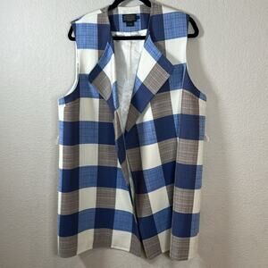 Pendleton Buffalo Check Plaid Long Wrap Vest XL